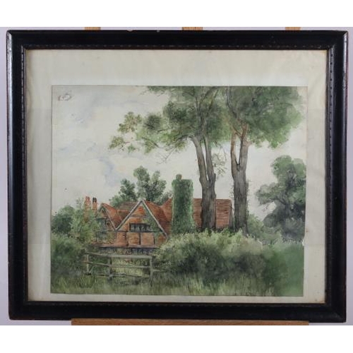 377 - O Gummer: watercolours, study of stile, 