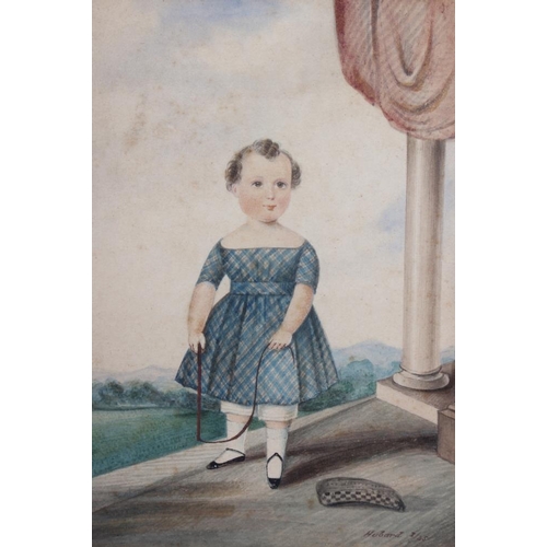 389 - Hubard: watercolours, young girl with a whip, 5 1/4