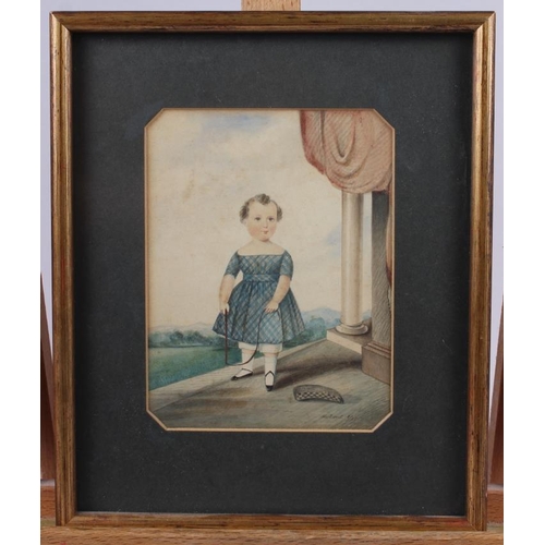 389 - Hubard: watercolours, young girl with a whip, 5 1/4