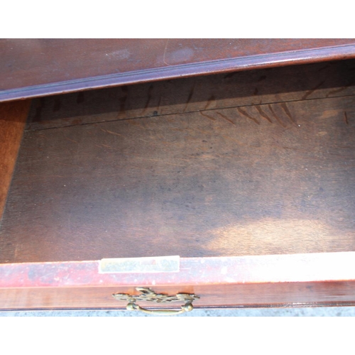 456 - A 19th century mahogany side cupboard, fitted two drawers over two doors, on bracket feet, 47