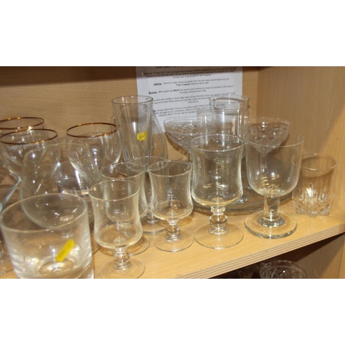 46 - A Stuart art glass part table service, a Waterford bowl (chipped), Dartington drinking glasses, and ... 