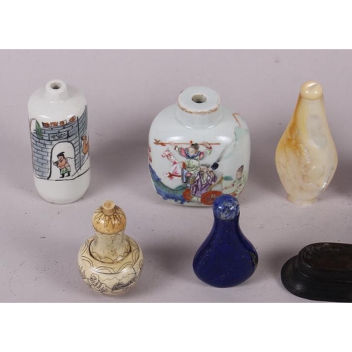 53 - A Canton enamel miniature scent bottle with figure decoration, 2 3/4