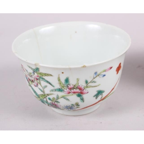 56 - Three Chinese famille rose tea bowls