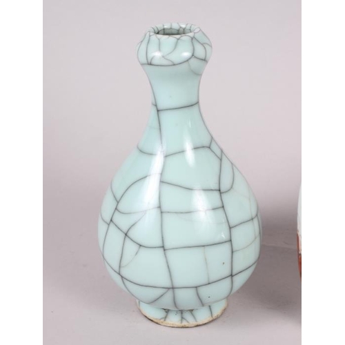 58 - A pale glazed crackle glazed vase, 6 1/2