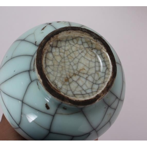 58 - A pale glazed crackle glazed vase, 6 1/2