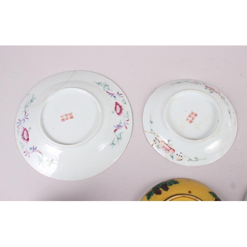 59 - Two Chinese millefiori decorated dishes (damages), dishes, vases and other items