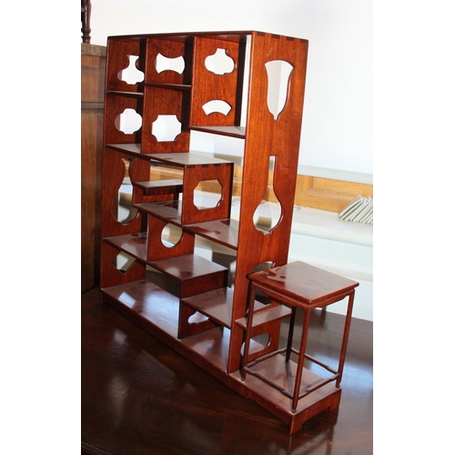 613 - A Chinese hardwood display stand with multiple shelves, 20