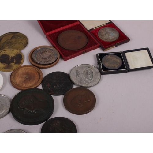 310 - A selection of bronze, silvered, gilt and plaster medallions, various