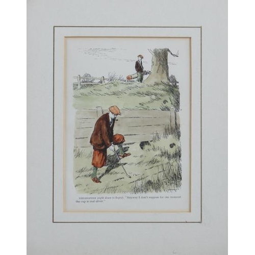 320 - Frank Reynolds: a set of five hand-coloured prints, golfing scenes, in strip frames COLLECT