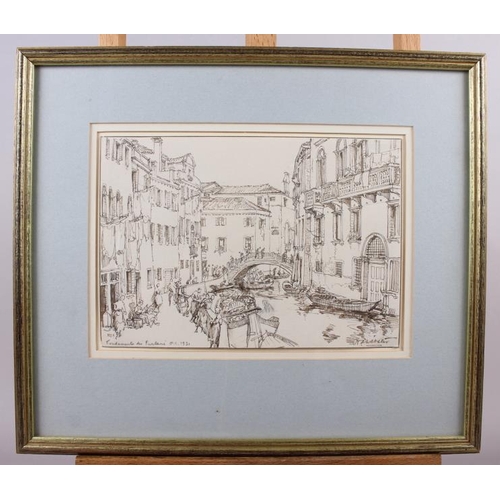 403 - H Webster?: pencil and ink sketch, view of Venice, 7