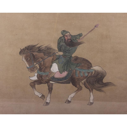 408 - A pair of Chinese watercolours, figures on horseback, 11 3/4