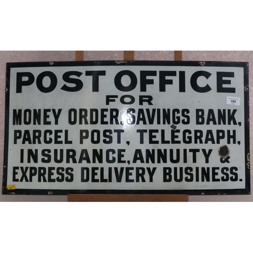 109 - A metal and enamel Post Office sign, 14