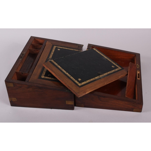 136 - A walnut and brass mounted writing slope, 13 1/2