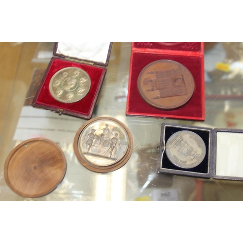 310 - A selection of bronze, silvered, gilt and plaster medallions, various