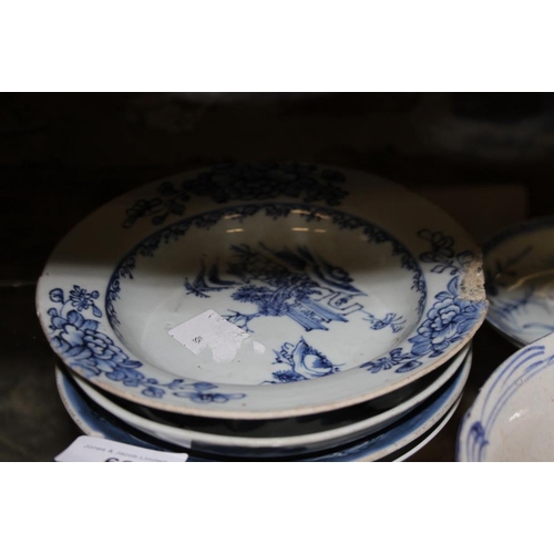 62 - A Chinese blue and white bowl with landscape, figure and floral decoration, 6 1/2