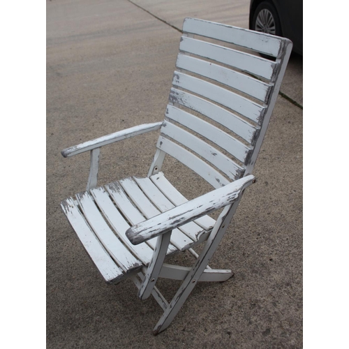 674 - Four Original Hurlag white painted folding garden chairs