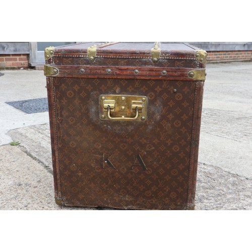 207 - A late 19th century Louis Vuitton printed canvas, leather and brass mounted wooden bound travel trun... 