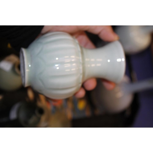 50 - A pale blue sprinkler vase, 7 1/2