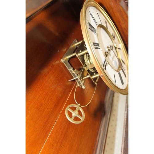 97 - A 19th century walnut cased Vienna style wall clock with white enamel dial, 52