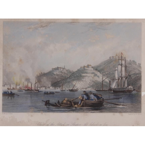 393 - Six coloured prints, views of Peking and Macao, in cream frames CHARITY/DISPOSE