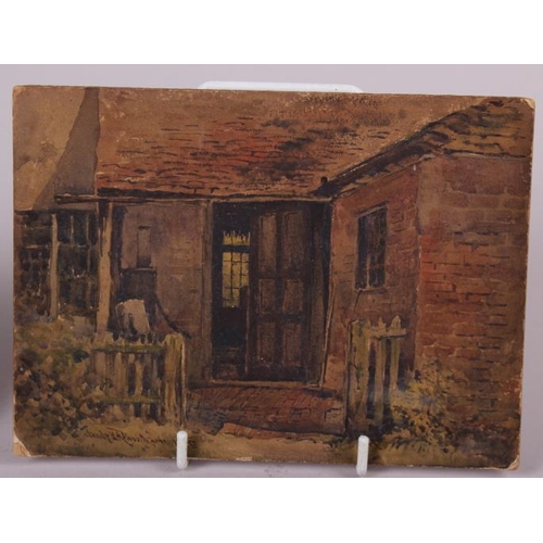 434 - Claude Rowbotham, 1903: two watercolour on card sketches, gateway, 4 3/4