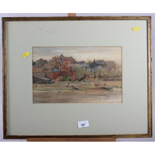 441 - A H Hart: watercolours, view of Rye, 7 1/2