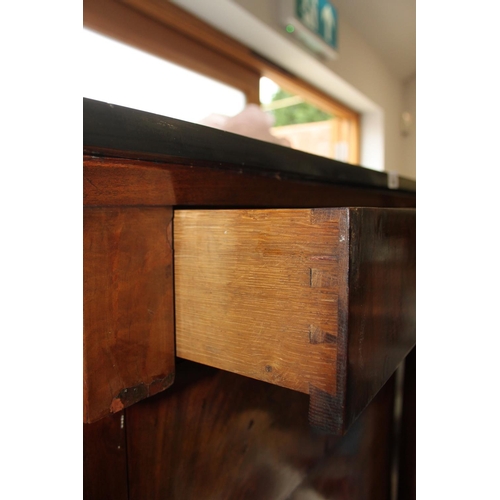 538 - A late 19th century Continental black marble topped figured mahogany and brass mounted secretaire ab... 