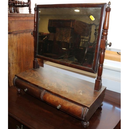 587 - A 19th century swing frame toilet mirror, on plateau base, fitted two drawers, 20