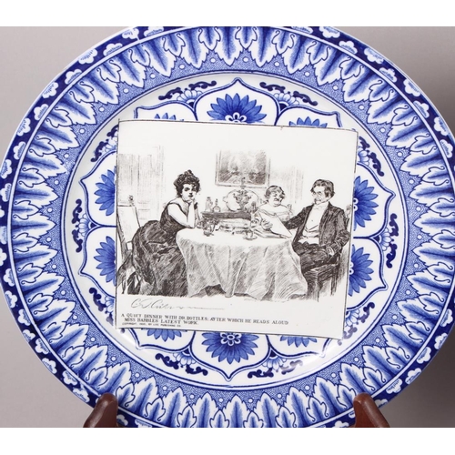 1 - Seven Royal Doulton blue and white decorated 