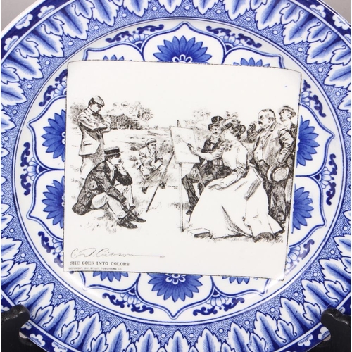 1 - Seven Royal Doulton blue and white decorated 