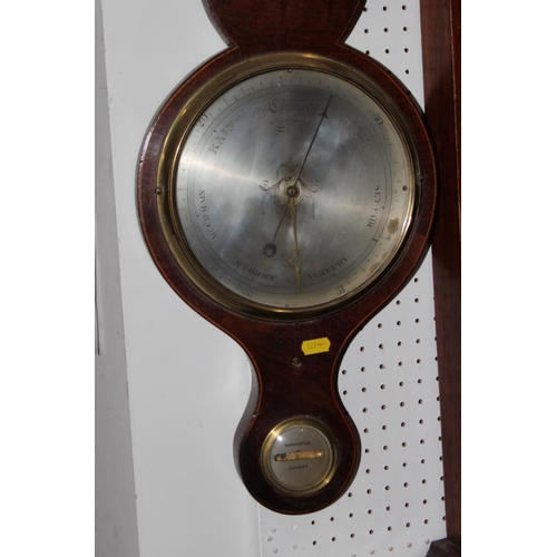 121 - A 19th century syphon tube barometer, thermometer and hygrometer, with silvered dial, 38