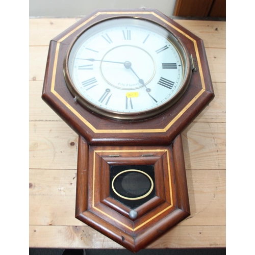 122 - A 19th century Seth Thomas drop dial wall clock, 22