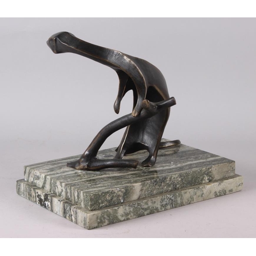 150 - John Mulvey: a limited edition bronze sculpture of an otter, on stepped marble base, 7/9, 13