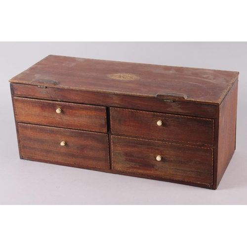 156 - An Oriental style miniature chest, fitted four baize lined drawers, 14