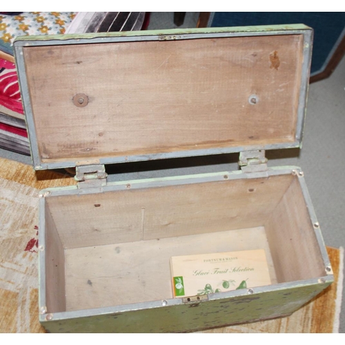 159 - A green painted storage box with metal fittings, 24