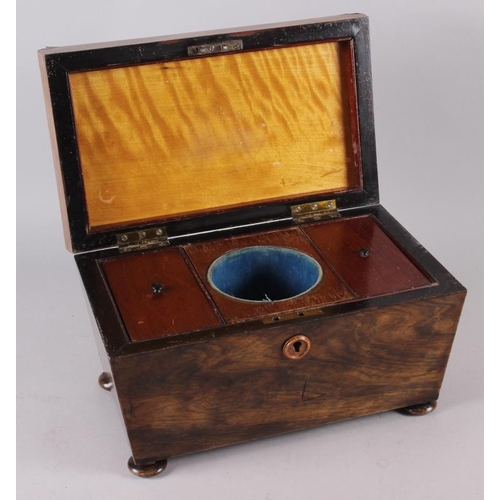 170 - A 19th century sarcophagus tea caddy with central mixing bowl recess, 12