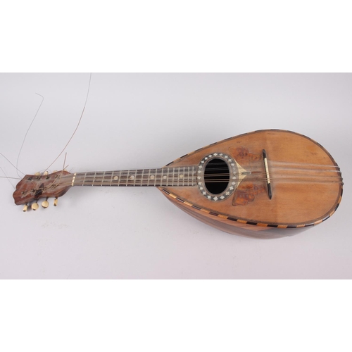 175 - A 19th century Stridente rosewood mandolin, face decorated mother-of-pearl inlay and inlaid butterfl... 