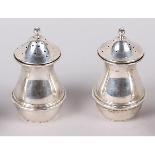 286 - Two silver mustard pots and a pair of silver pepper pots, 4.7oz troy approx