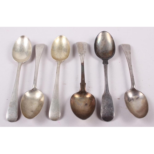 288 - Six silver teaspoons, various, 4.4oz troy approx