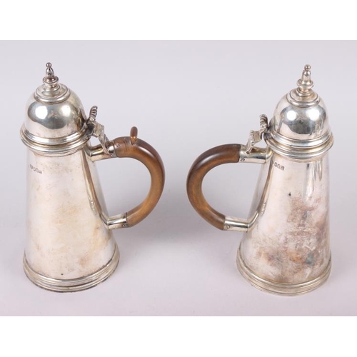 316 - A Queen Anne design Britannia standard silver coffee pot with wooden handle and side spout, Goldsmit... 