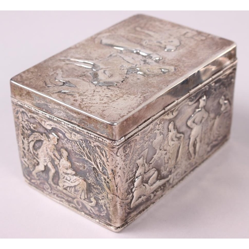 318 - A Continental rectangular silver box with hinged cover, import mark Chester 1900, 7oz troy approx, a... 