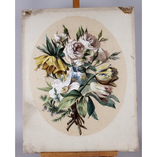 423 - Nancy Wilkinson: a pair of unframed oval watercolours, floral studies, signed in pencil verso, 24