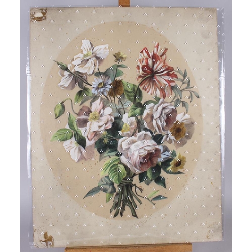 423 - Nancy Wilkinson: a pair of unframed oval watercolours, floral studies, signed in pencil verso, 24