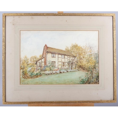 431 - Henry J Sage: watercolours, three scenes of farms and cottages, largest 10 1/2