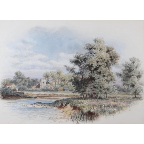 438 - Henry B Wimbush: watercolours, river landscape, 8 3/4