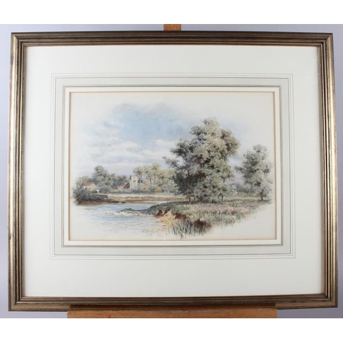 438 - Henry B Wimbush: watercolours, river landscape, 8 3/4