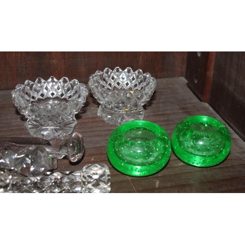 46 - A pair of Whitefriars style candleholders, knife rests and other items COLLECT