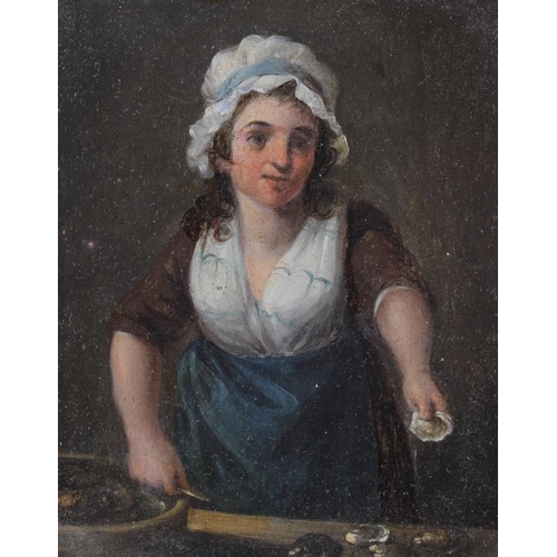 468 - A 19th century oil on panel, shucking oysters, 4 1/2