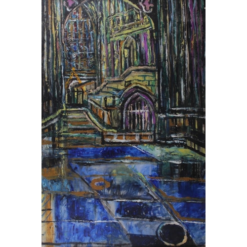 471 - Theo Garman: oil on paper, cathedral interior, 39