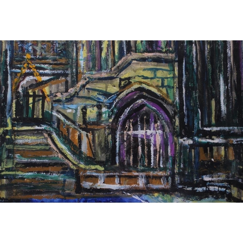 471 - Theo Garman: oil on paper, cathedral interior, 39